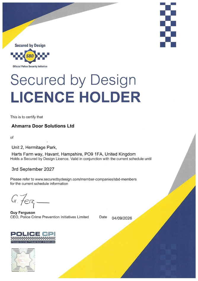 Ahmarra Secured By Design Licence Holder Certificate 2026 - 2027