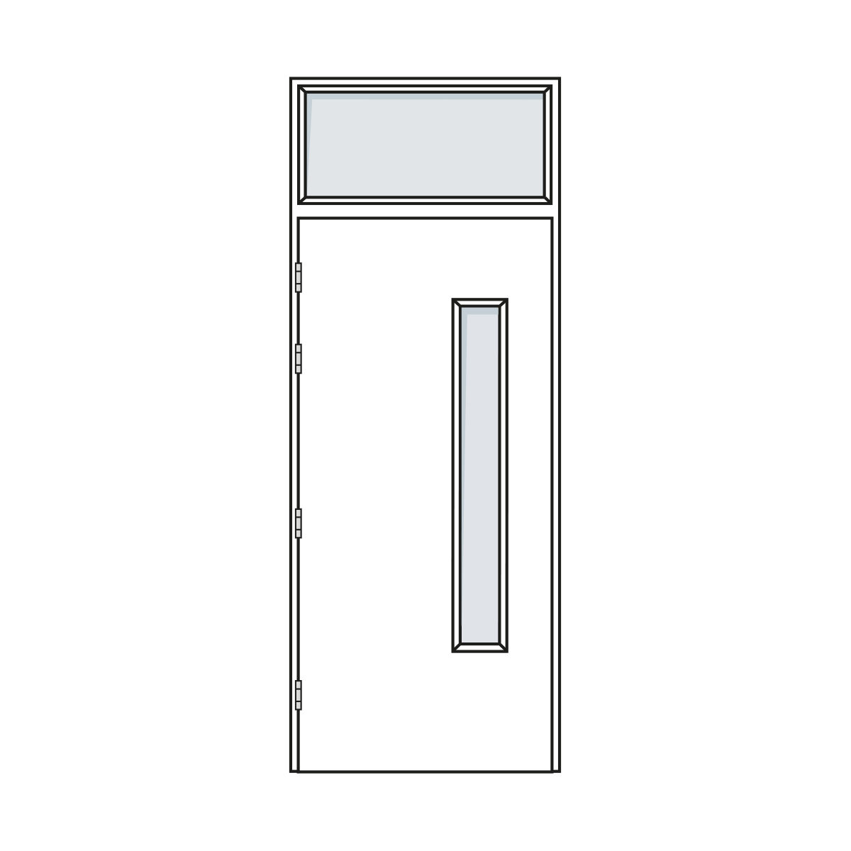 Door Configuration - Single Doorset with Standard Vision Panel and Fanlight - Code S-VP01-FL