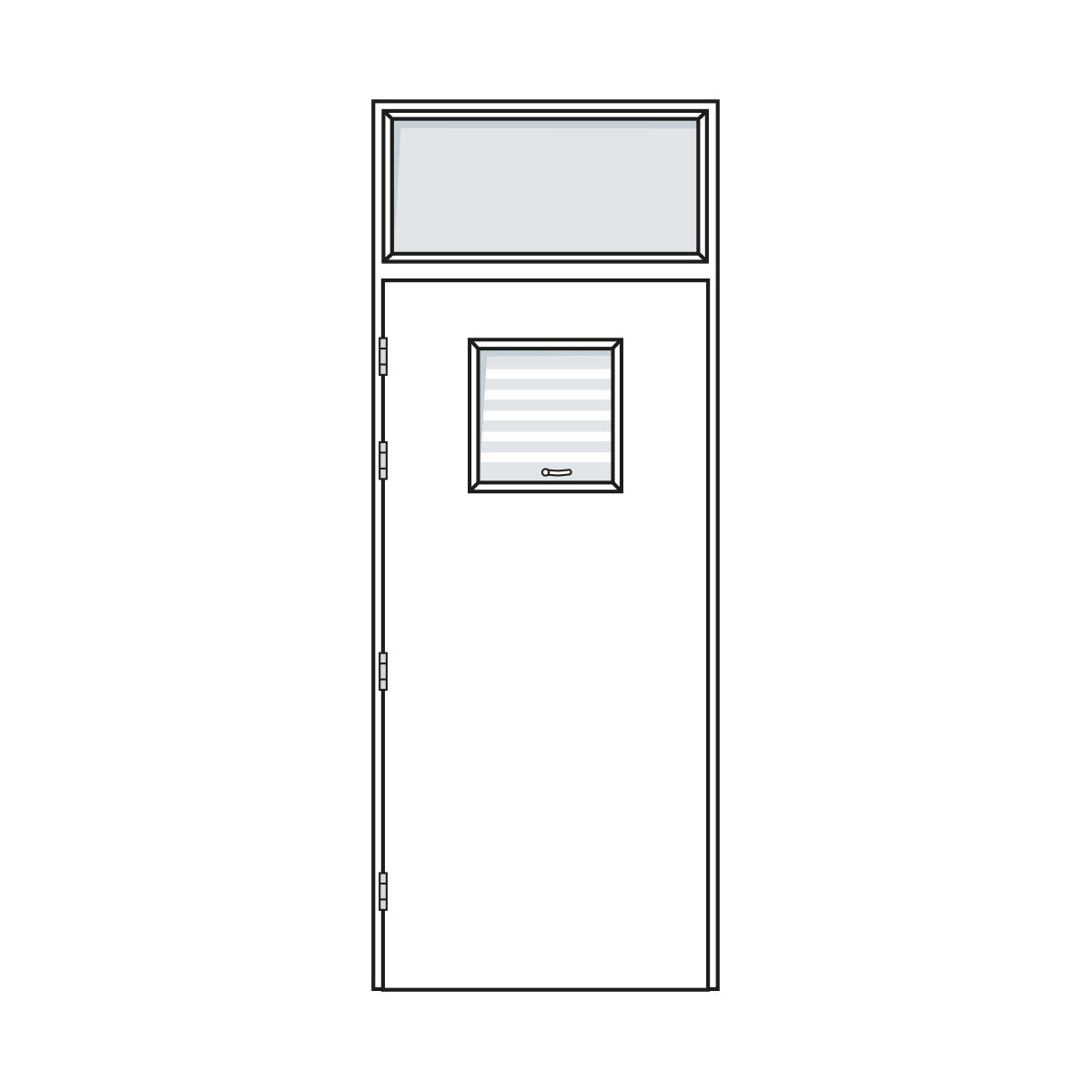 Door Configuration - Single Pair Doorset with Privacy Vision Panel and Fanlight - Code S-PV-FL